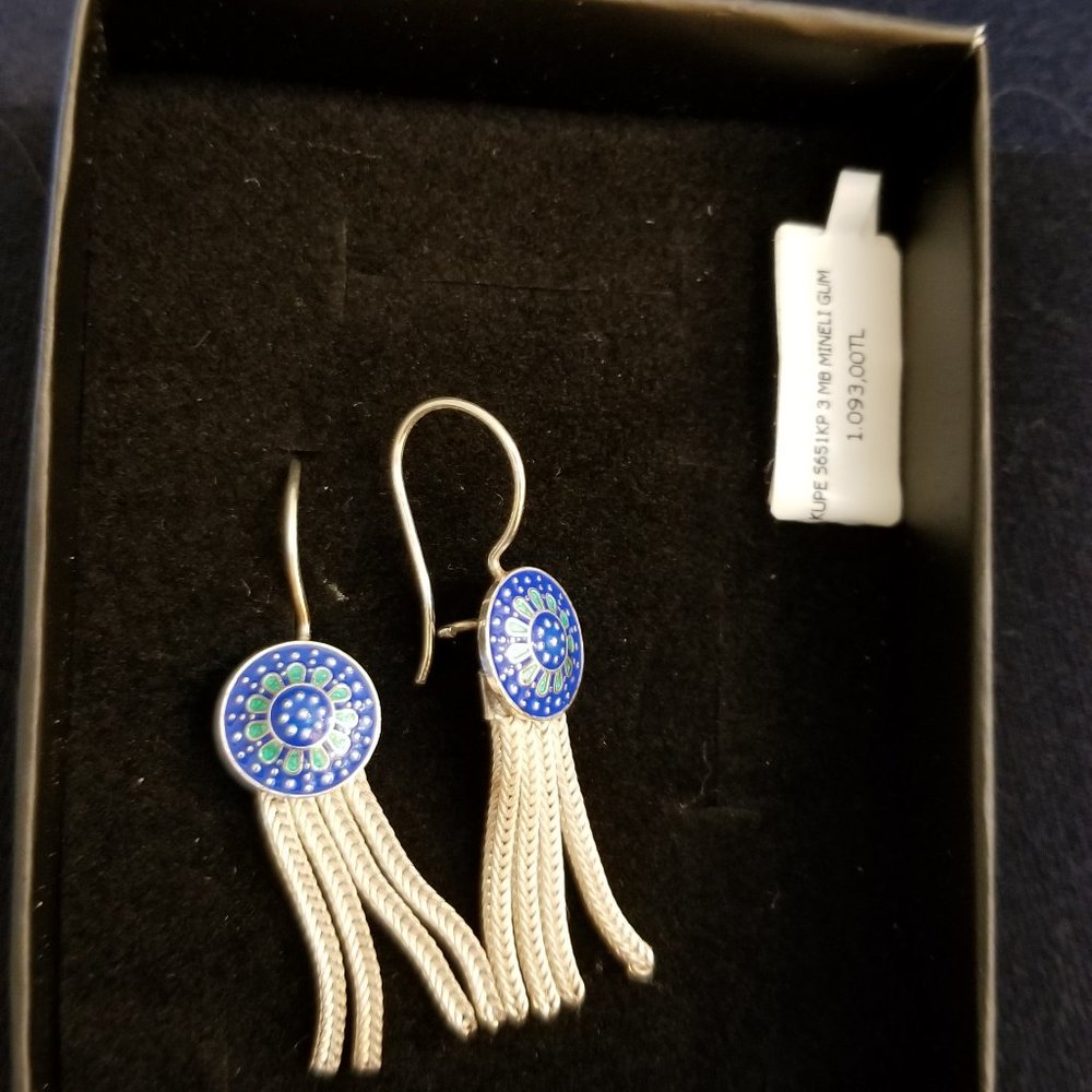 NEW Sterling Silver and enamel Turkish earrings